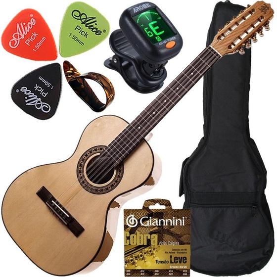 Imagem de Kit Viola Cinturada Profissional Acústica Rozini Rv217 Acn