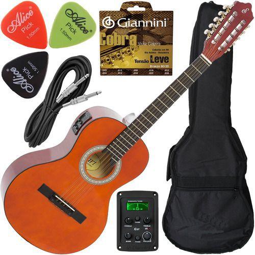 Imagem de Kit Viola Giannini Eletroacústica Caipira Vs14eq Natural