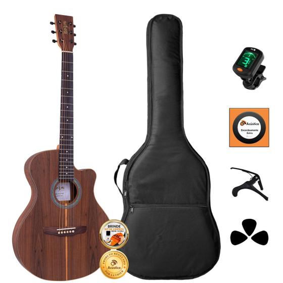 Imagem de Kit Violão Acústico Rozini Presença Brasil Rx516 Completo