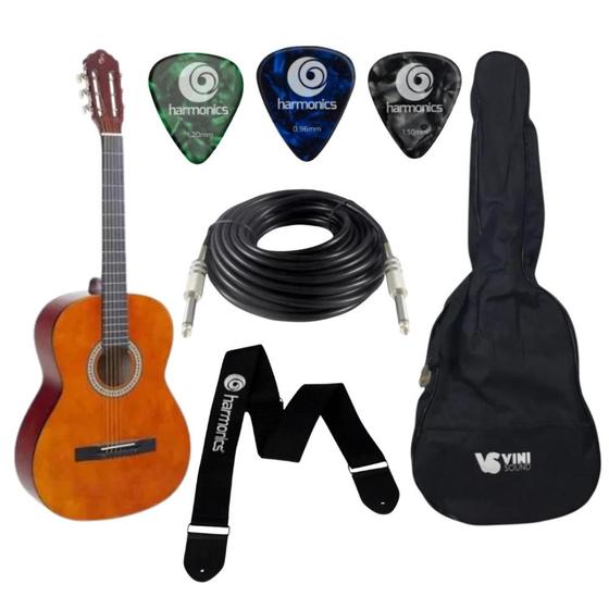 Imagem de Kit Violão Acústico S-14 + 3 Palheta + Correia + Capa + Cabo