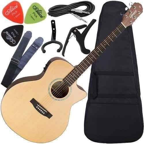 Imagem de Kit Violão Eletroacústico Folk Giannini Gsf3 Ns Com Afinador