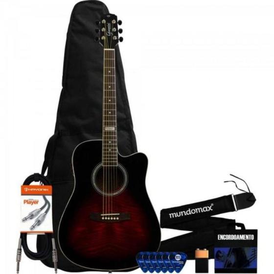 Imagem de Kit Violão Eletroacústico Gf-1D Brown Redburst Giannini +