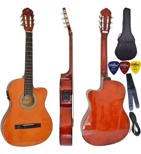 Imagem de Kit Violão Flat Eletroacústico Afinador Giannini Sf14 Nt Aço