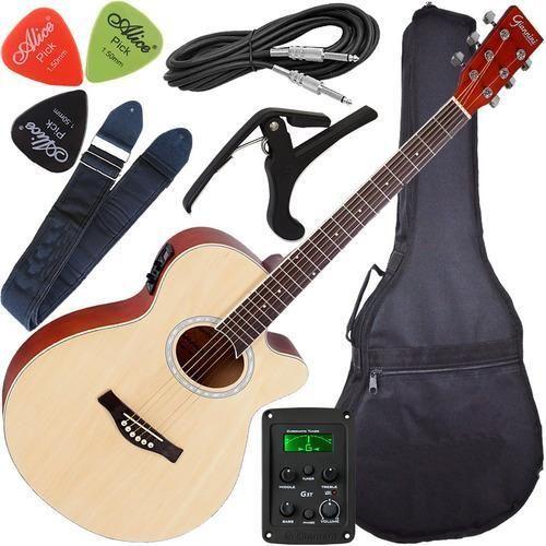 Imagem de Kit Violão Folk Eletroacústico Com Capotraste Gsf1R Giannini