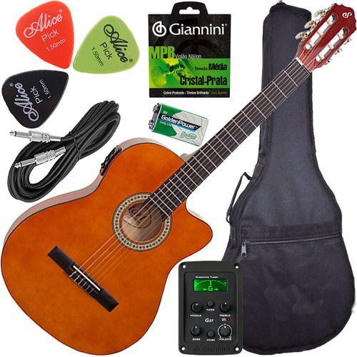 Imagem de Kit Violão Giannini Nf14 Eletroacústico C/ Capa Cordas Cabo