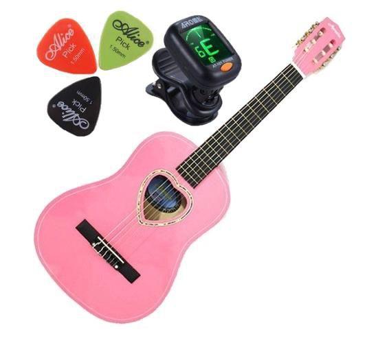 Kit Violão Infantil/Juvenil Rosa + Afinador + 3 Palhetas -- Austin -- Pink -Linha Estudante / Iniciante - Austin/Kauthon Menor preço em Kit Violão Infantil/Juvenil Rosa + Afinador + 3 Palhetas -- Austin -- Pink -Linha Estudante / Iniciante - Austin/Kauthon