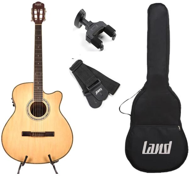 Imagem de Kit Violão Natural Nylon+Capa+Correia+Suporte De Parede