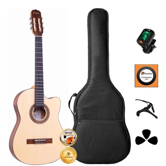 Imagem de Kit Violão Nylon Rozini Flat Acústico Fosco Rx515 Completo