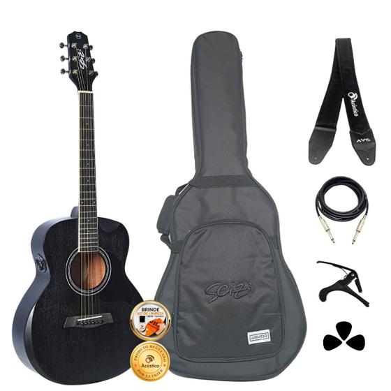 Imagem de Kit Violão Seizi Mini Neo Nagoya Mirai Fosco Black Completo