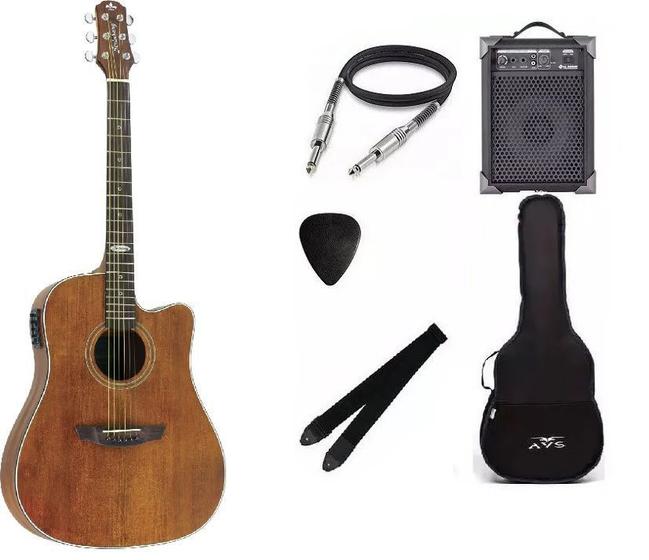 Imagem de Kit Violão Strinberg Sd200 Sms Folk Aço Elétrico + Caixa