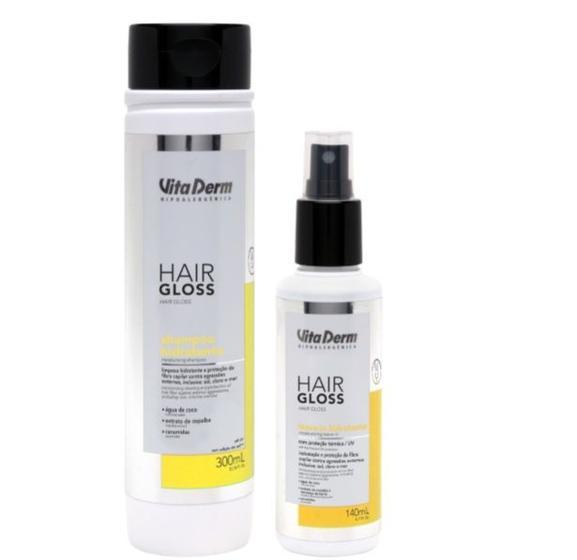 Imagem de Kit Vita Derm Hair Gloss - Shampoo Hidratante + Leave-in Com Proteção Térmica