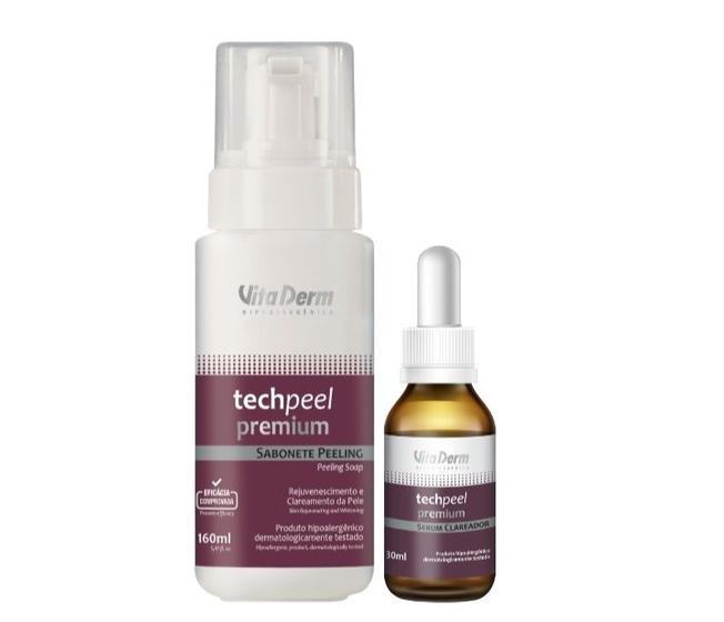 Imagem de Kit Vita Derm Techpeel Clareamento e Rejuvenescimento Facial - Sabonete Peeling + Sérum Clareador