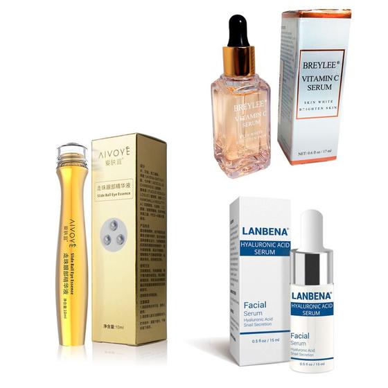 Kit Vitamina C 17ml + Ácido Lanbena + Slide Ball Eye Essence Mamo