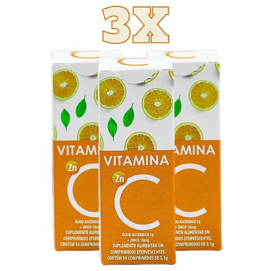 Kit Vitamina C Efervescente + Zinco 3x 10 Comprimidos - A2F Ind. Menor preço em Kit Vitamina C Efervescente + Zinco 3x 10 Comprimidos - A2F Ind.