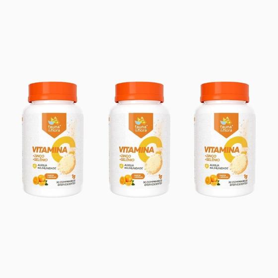 Imagem de Kit Vitamina C  Zinco  Selênio  com 90 comprimidos Efervescente  1000mg