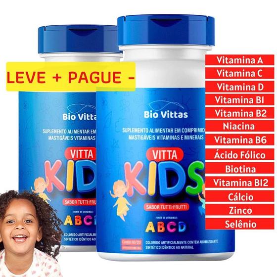 Imagem de KIT Vitamina Infantil  Completa C/240 Pastilhas Mastigáveis - Tutti Frutti  - kit para 8 meses