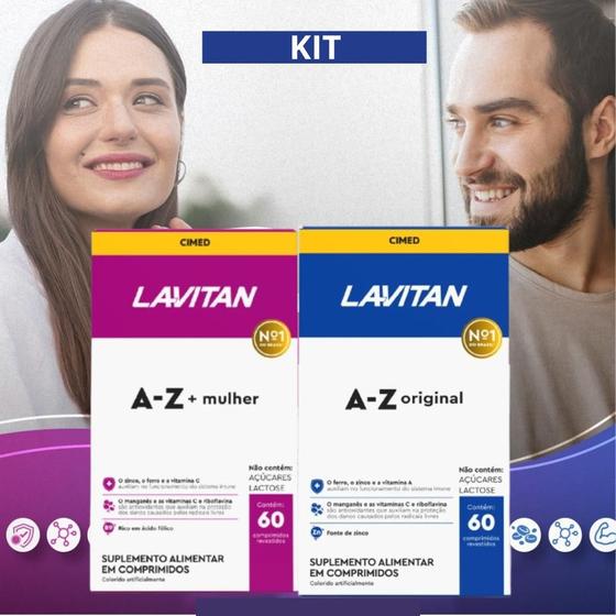 Imagem de Kit Vitamina Lavitan A-Z Mulher + Homem Polivitamínico 60 Cpr - Cimed