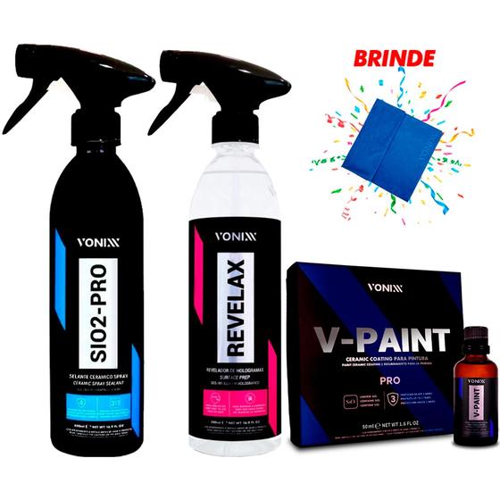 Imagem de Kit Vitrificador V Paint 50ml + Revelax + Sio2 Vonixx