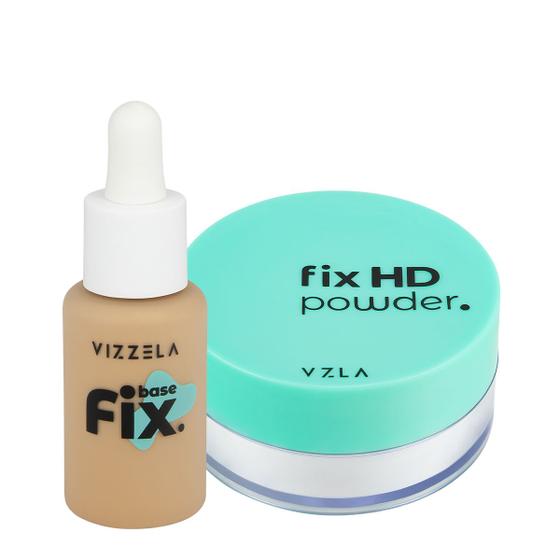 Imagem de Kit Vizzela Fix HD Powder Cor 5 Base Pó Translúcido (2 produtos)