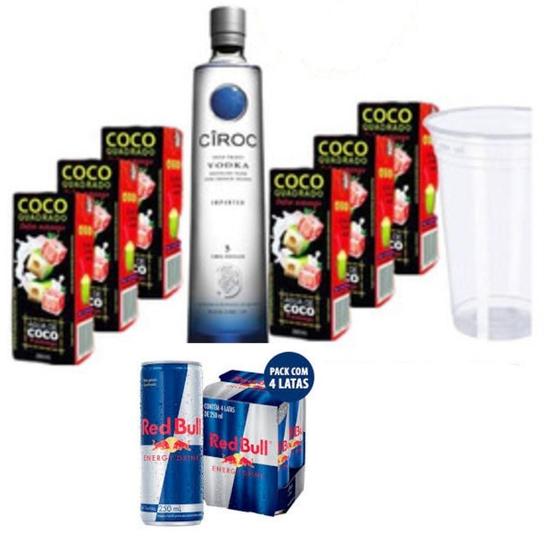 Imagem de Kit Vodka Ciroc 750Ml + 4 Red Bull + 6 Água De Coco