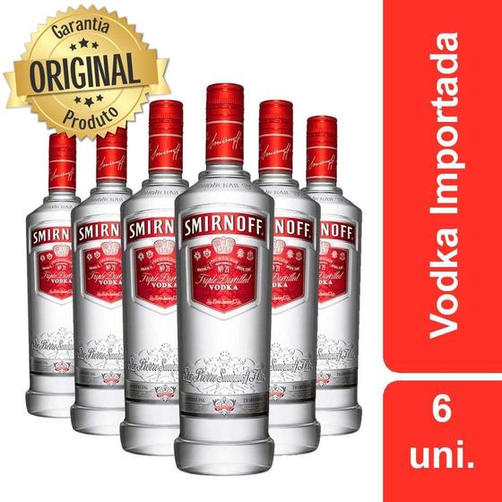 Kit Vodka Smirnoff 998ml - 6 garrafas Menor preço em Kit Vodka Smirnoff 998ml - 6 garrafas