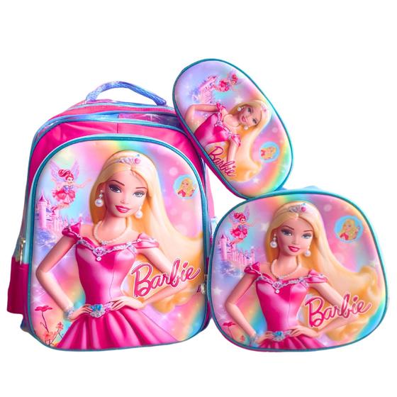 Imagem de Kit Volta Aulas Barbie Mochila Costas Lancheira Estojo 3d