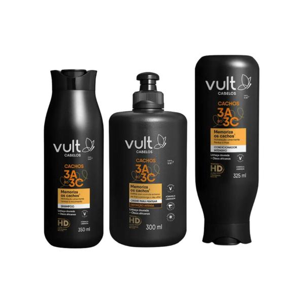 Imagem de Kit Vult Shampoo + Condicionador + Creme de Pentear Intenso Cabelos Cachos 3A a 3C