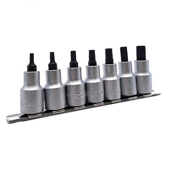 Imagem de Kit Waft Soquete Bits Torx Curto 1/2''Cromo Vanadio Com 7 Pecas 6345