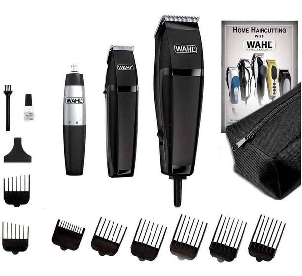 Imagem de Kit Wahl Total Black Máquina de Cortar Cabelo Trimmer Acabamento e Aparador de Pelos Com Necessaire 110v