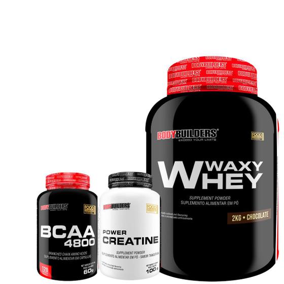 Imagem de Kit Waxy Whey 2kg  + BCAA 4,5 100g + Power Creatina 100g  Bodybuilders