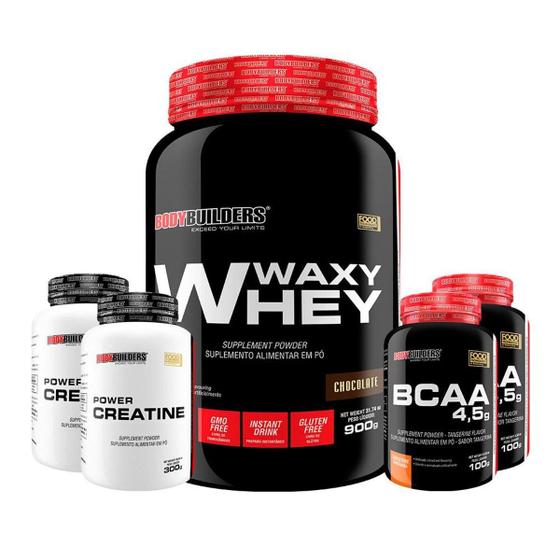Kit Waxy Whey 900g + 2x BCAA 100g + 2x Power Creatina 100g - Bodybuilders Menor preço em Kit Waxy Whey 900g + 2x BCAA 100g + 2x Power Creatina 100g - Bodybuilders