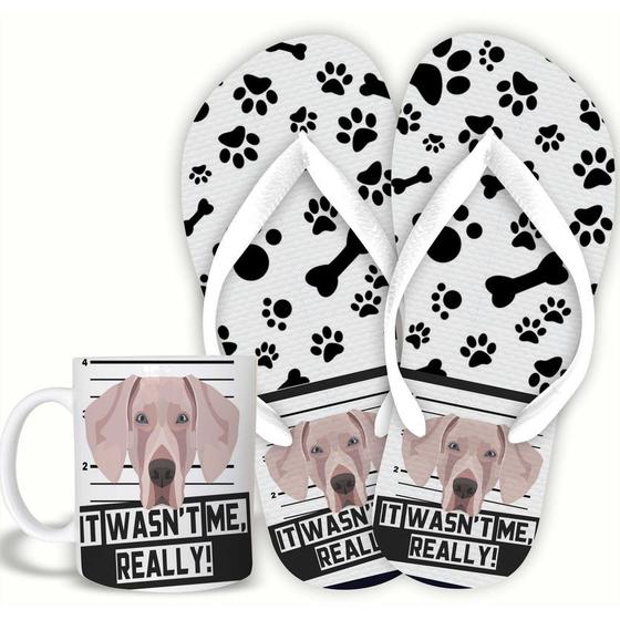 Imagem de KIT weimaraner Caneca de Polímero 325ML e Chinelo PET