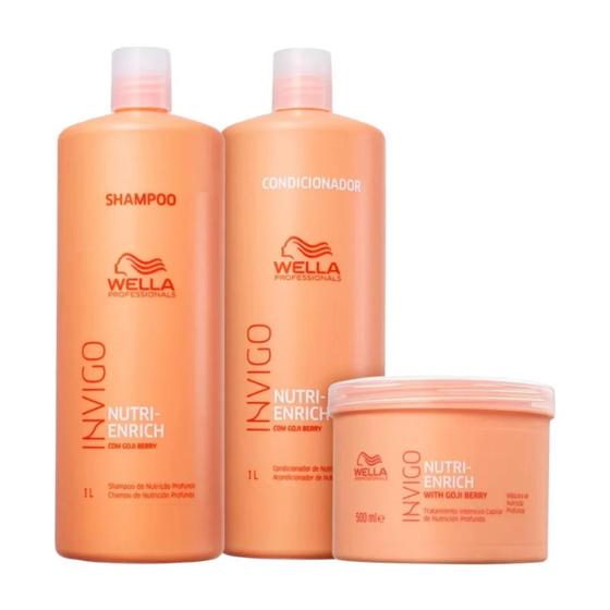Imagem de kit Wella Enrich Shampoo 1 litro + Condicionador 1 litro e Máscara 500g