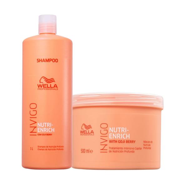 Imagem de Kit Wella Invigo Nutri Enrich Shampoo 1L Mascara 500ml