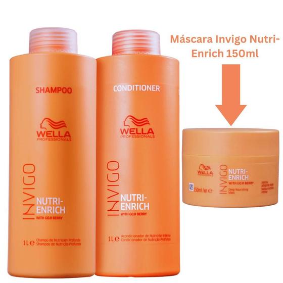 Imagem de Kit Wella Invigo Nutri Enrich Shampoo e Condicionador 1L + Máscara invigo Nutri-Enrich 150ml