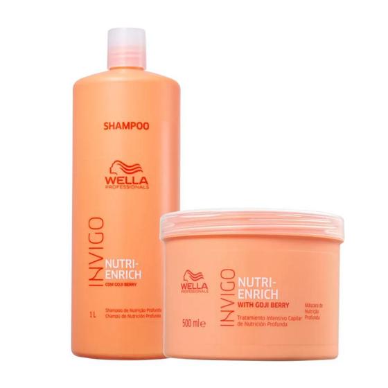 Kit Wella Nutri Enrich Shampoo 1 Litro + Máscara 500ml Menor preço em Kit Wella Nutri Enrich Shampoo 1 Litro + Máscara 500ml