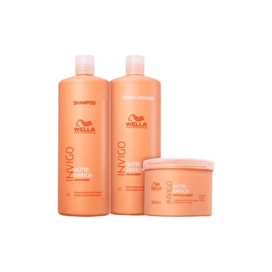 Imagem de Kit Wella Nutri Enrich Shampoo 1L Condicionador 1L e Máscara 500ml