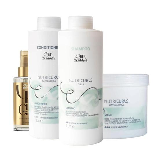 Imagem de Kit Wella Nutricurls Profissional-Sh E Cond E Másc E Óleo