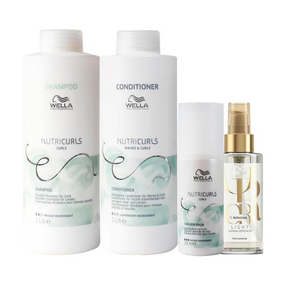 Imagem de Kit Wella Professionals Nutricurls - Sh+Cond+LV+Óleo Light