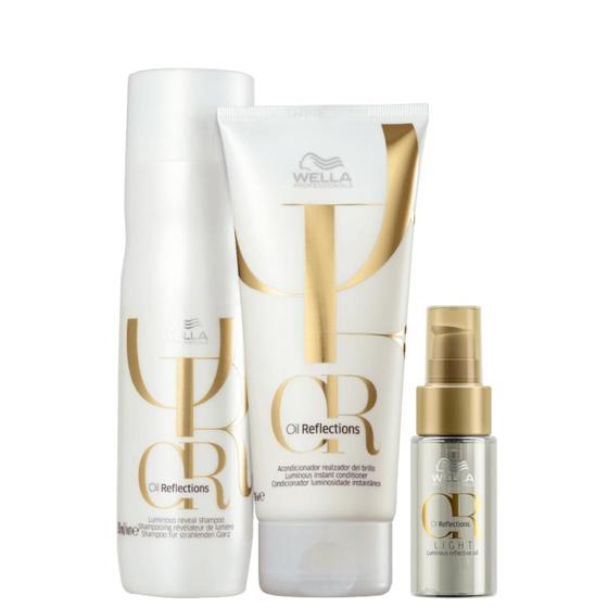 Imagem de Kit Wella Professionals Oil Reflections Sh 250ml + Cond 200ml + Oil Reflections Light 30ml