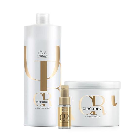 Imagem de Kit Wella Professionals Oil Reflections Shampoo Máscara Grande e Oil Reflections (3 produtos)