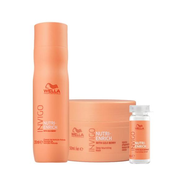 Imagem de Kit Wella ProfessionalsInvigo Nutri-Enrich Shampoo Máscara e Ampola de Nutrição (3 produtos)