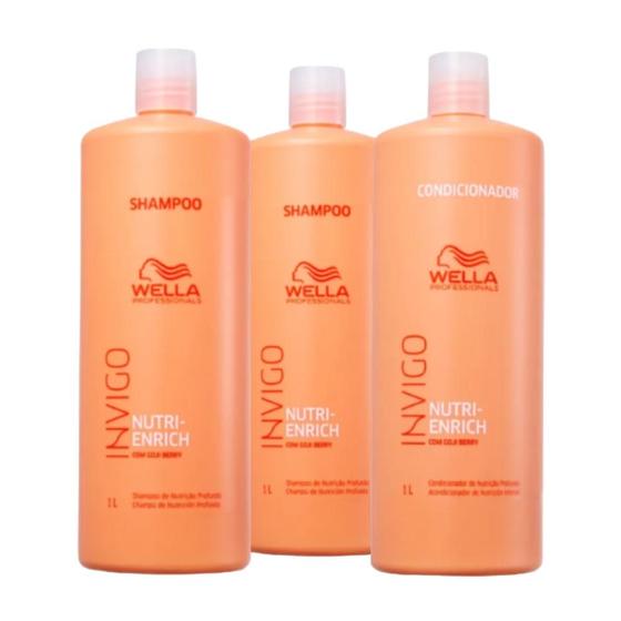 Imagem de Kit Wella Shampoo Nutri-Enrich 1L, Shampoo Nutri-Enrich 1L, Condicionador Nutri-Enrich 1L (3 Produtos)