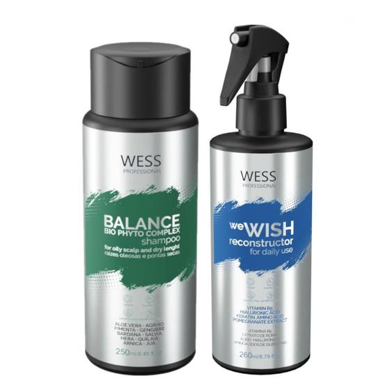 Imagem de Kit Wess Balance Shampoo 250Ml + We Wish Reconstrutor 260Ml