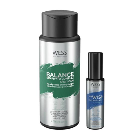 Imagem de Kit Wess Balance Shampoo 250Ml + We Wish Reconstrutor 50Ml