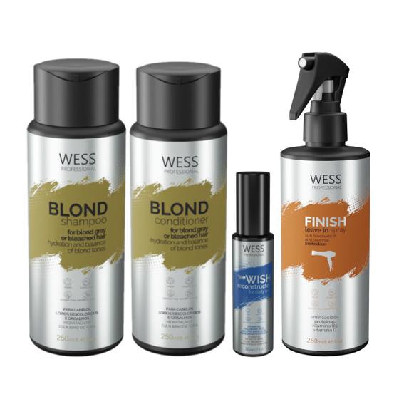 Imagem de Kit Wess Blond SH 250ml+Cond 250ml+WeWish 50ml+Finish 250ml