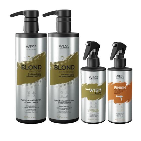 Imagem de Kit Wess Blond Sh 500Ml+Cd 500Ml+Wewish M.260Ml+Finish 250Ml