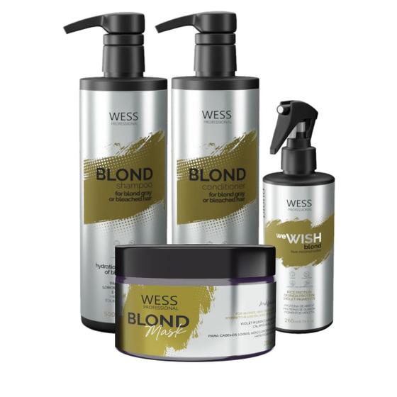 Imagem de Kit Wess Blond Sh 500Ml+Cd 500Ml+Wewish M. 260Ml+Mask 200Ml