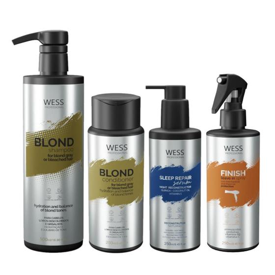 Imagem de Kit Wess Blond Sh 500Ml+Cond 250Ml+Sleep 250Ml+Finish 250Ml