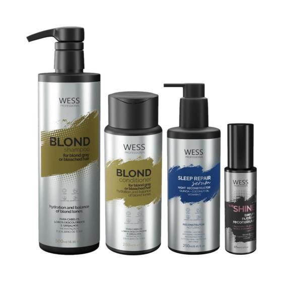 Imagem de Kit Wess Blond Sh 500Ml+Cond 250Ml+Sleep 250Ml+Weshine 45Ml